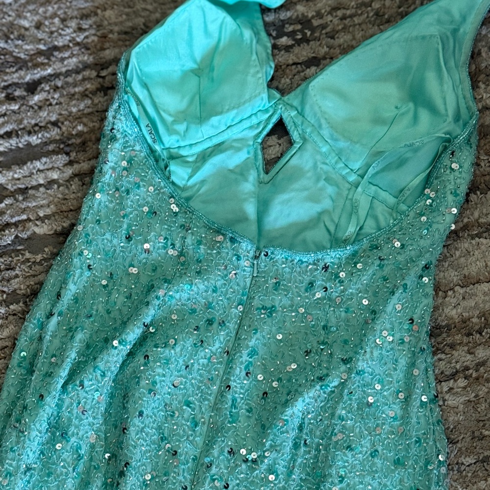 Scala Aqua Beaded Halter Dress - Picture 4 of 8